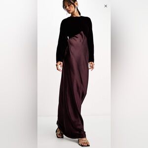 ASOS Burgundy Long Sleeve Dress